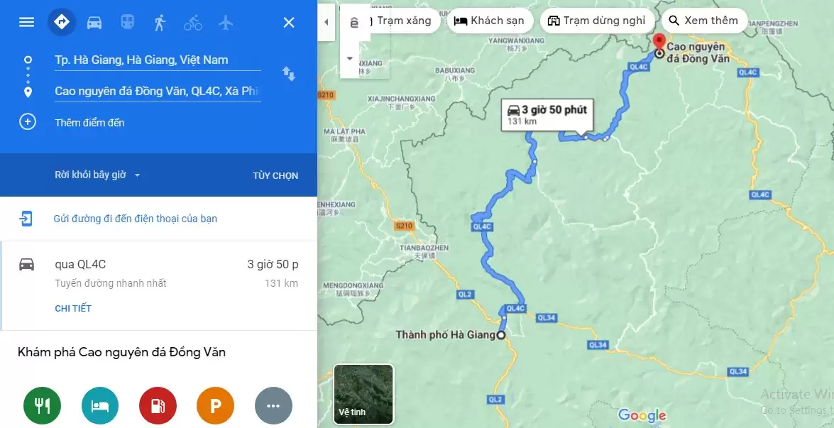 Di chuyển từ trung tâm thành phố Hà Giang đến Cao nguyên đá Đồng Văn