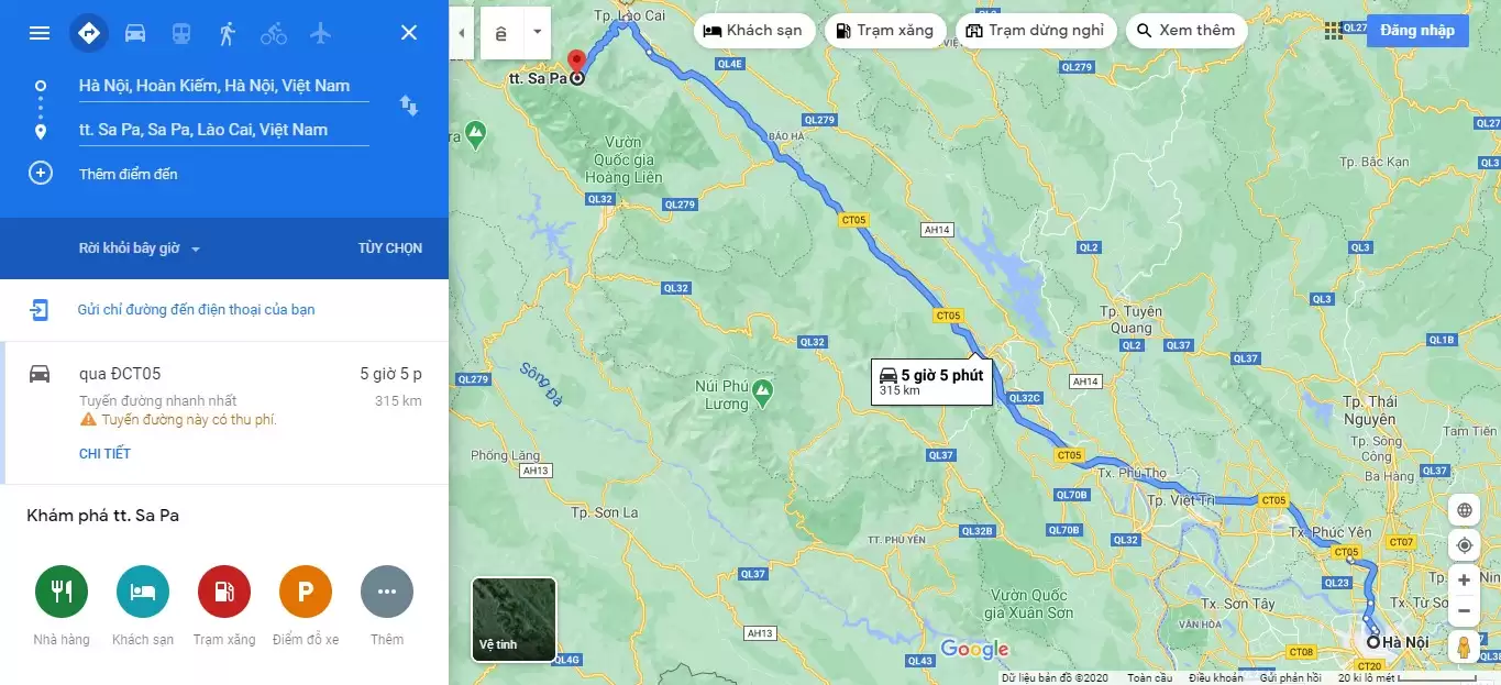 Khoảng cách từ trung tâm thành phố Hà Nội đi Sapa